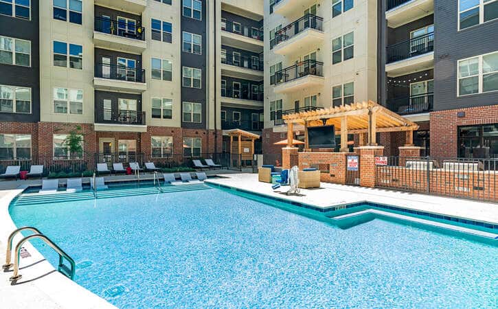 resort style pool and outdoor lounge 1 signature 1505 luxury off campus apartments near north carolina state university ncsu in raleigh north carolina 1